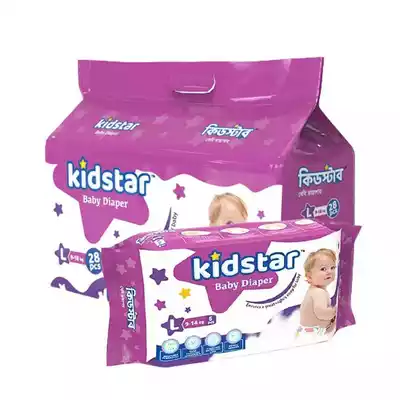 Kidstar Baby Diaper Large Belt 9-18 kg (Free 5 pcs)